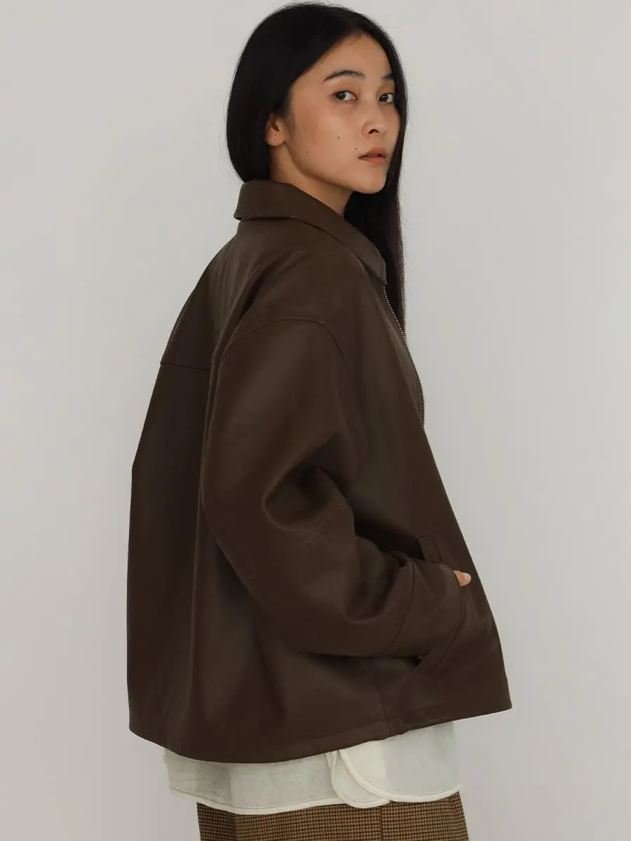 Fake leather zip blouson - FIKA. - FIKA.｜YAMADAYA STORE