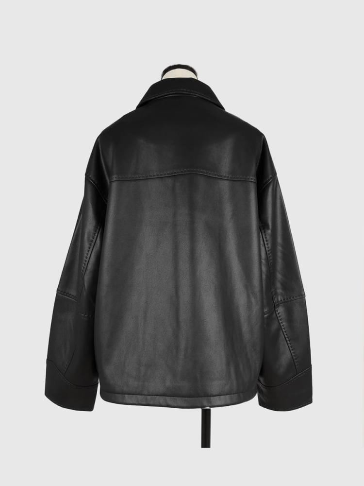 Fake leather zip blouson - FIKA. - FIKA.｜YAMADAYA STORE