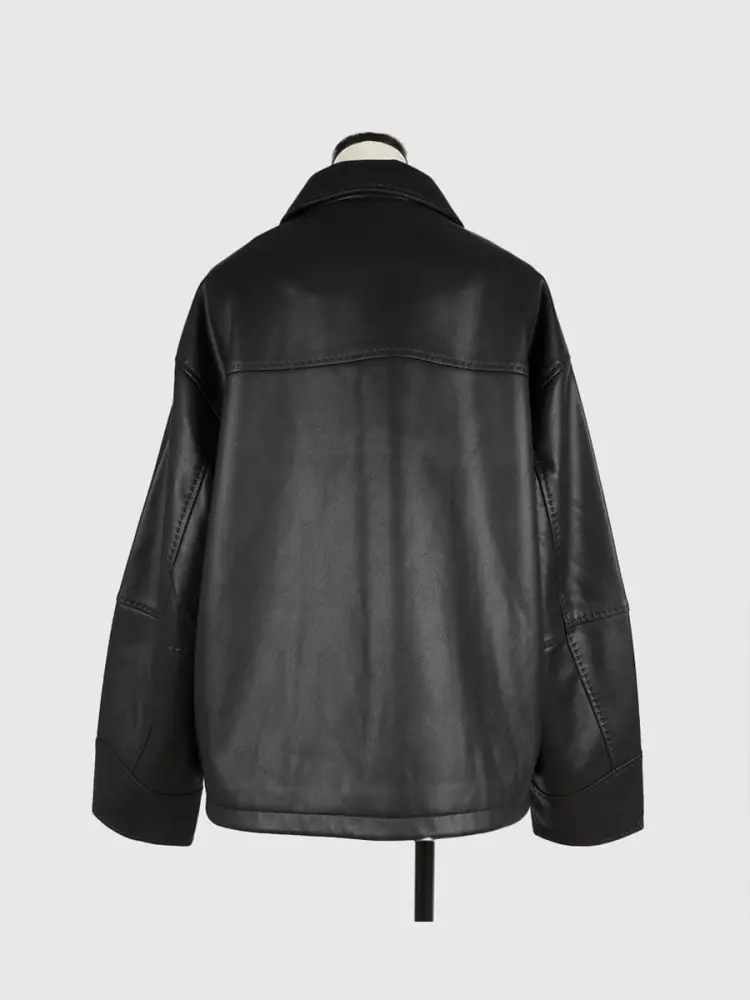 Fake leather zip blouson - FIKA. - FIKA.｜YAMADAYA STORE