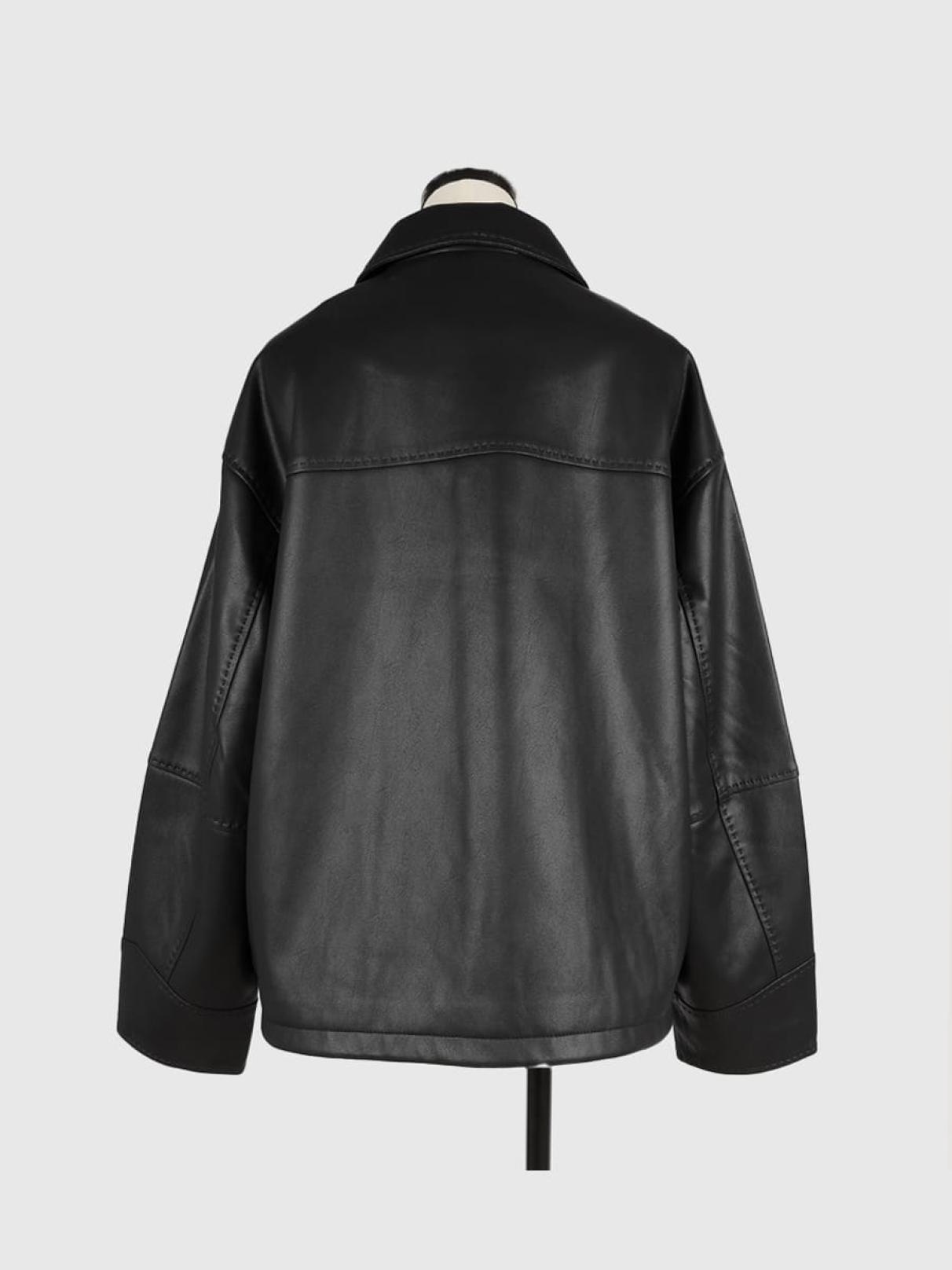 Fake leather zip blouson - FIKA. - FIKA.｜YAMADAYA STORE