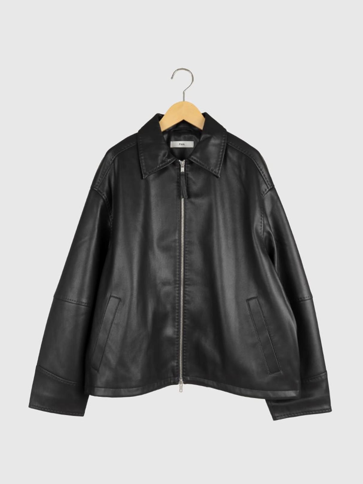 Fake leather zip blouson - FIKA. - FIKA.｜YAMADAYA STORE