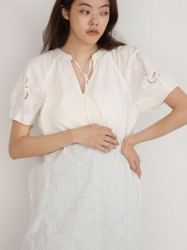 Cutwork lace sleeve onepiece - FIKA. - FIKA.｜YAMADAYA STORE