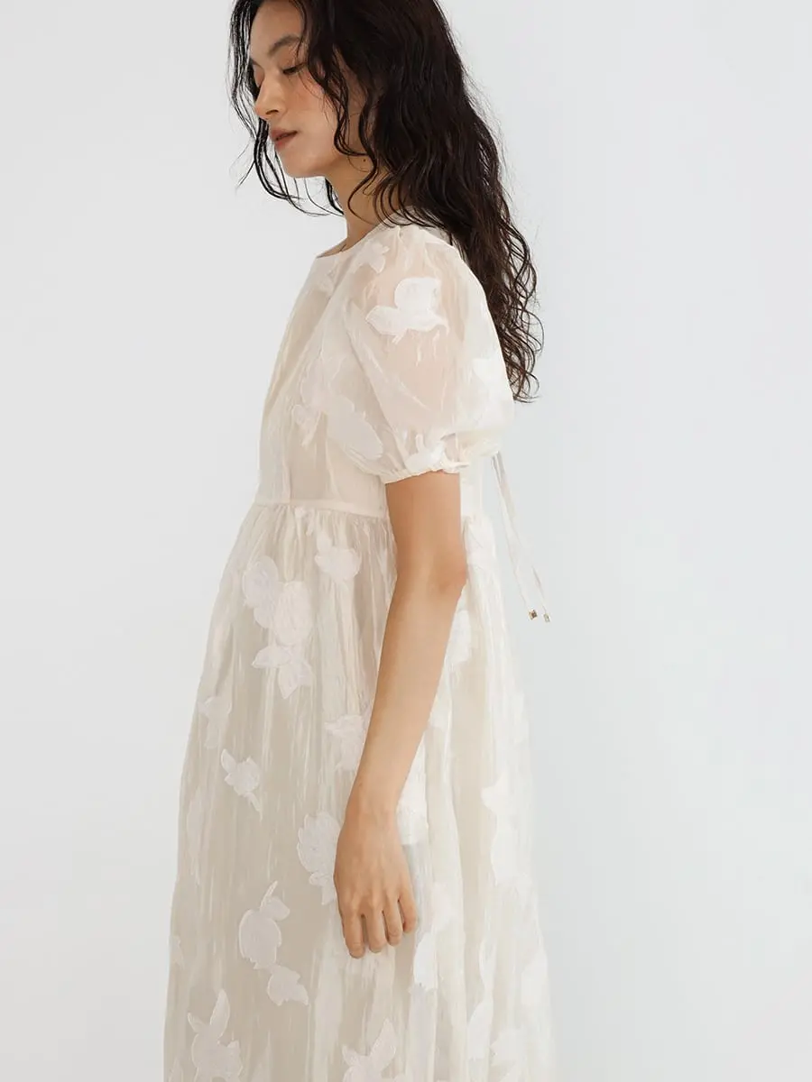 Flower jacquard sheer onepiece - FIKA. - FIKA.｜YAMADAYA STORE