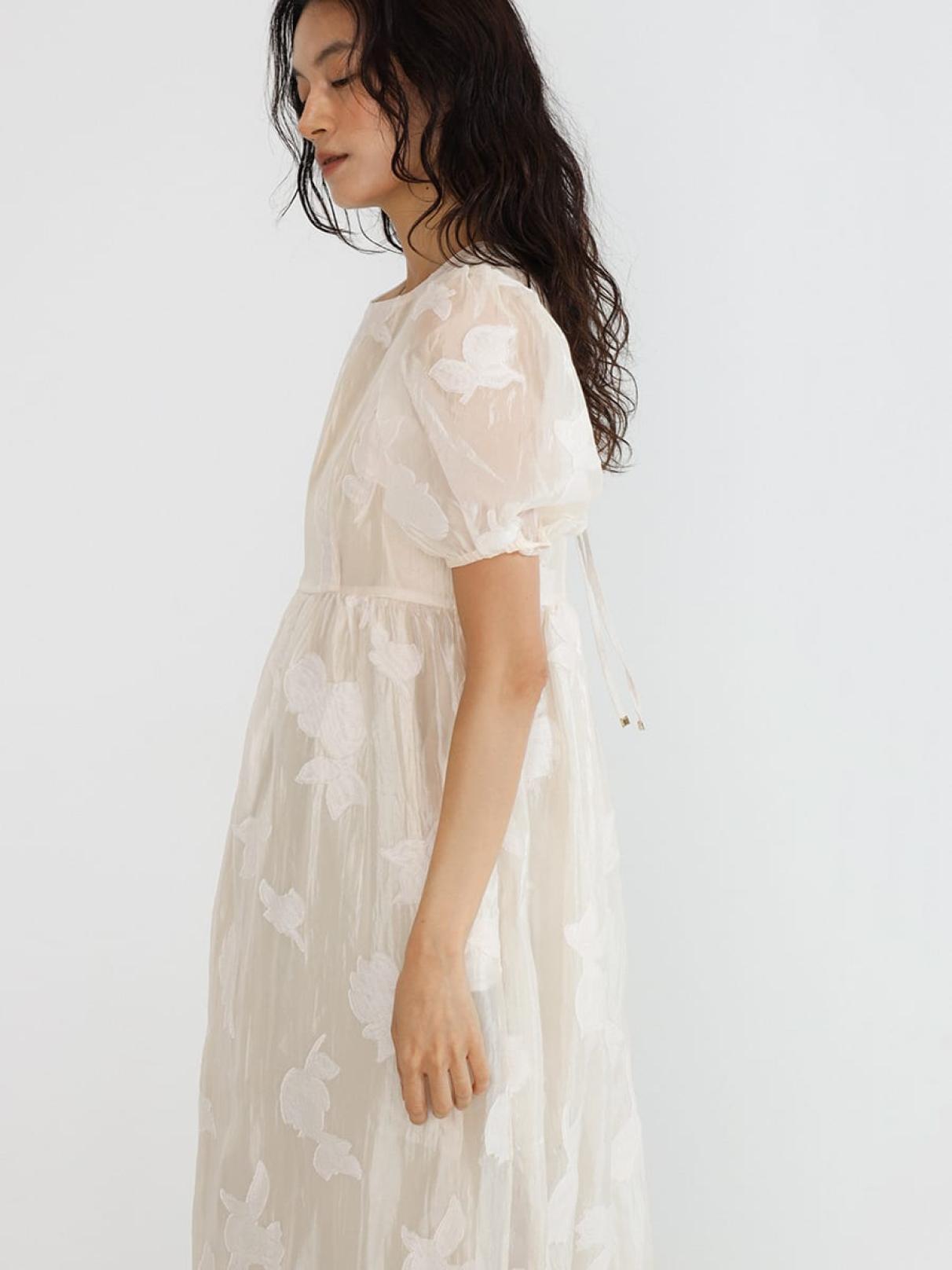 Flower jacquard sheer onepiece - FIKA. - FIKA.｜YAMADAYA STORE