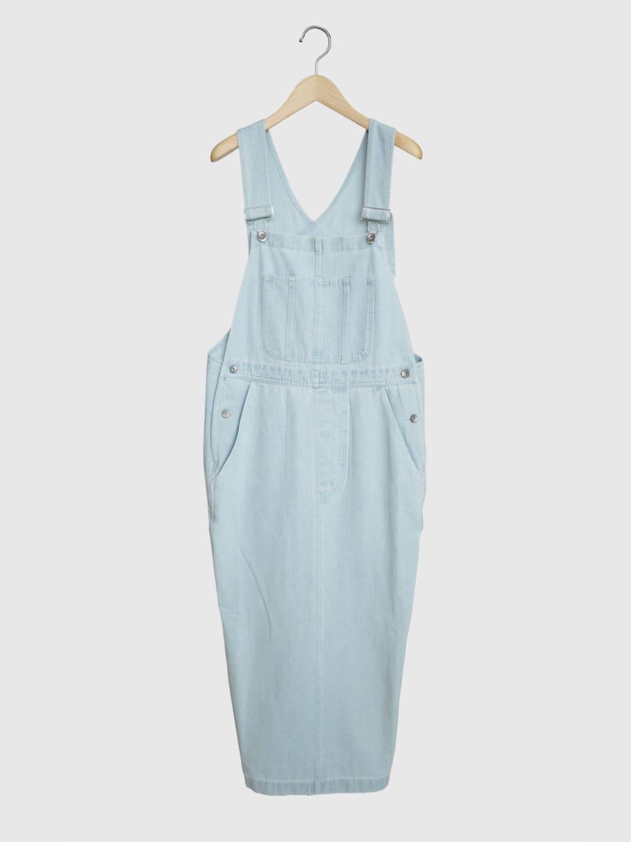Front pocket denim jumper skirt