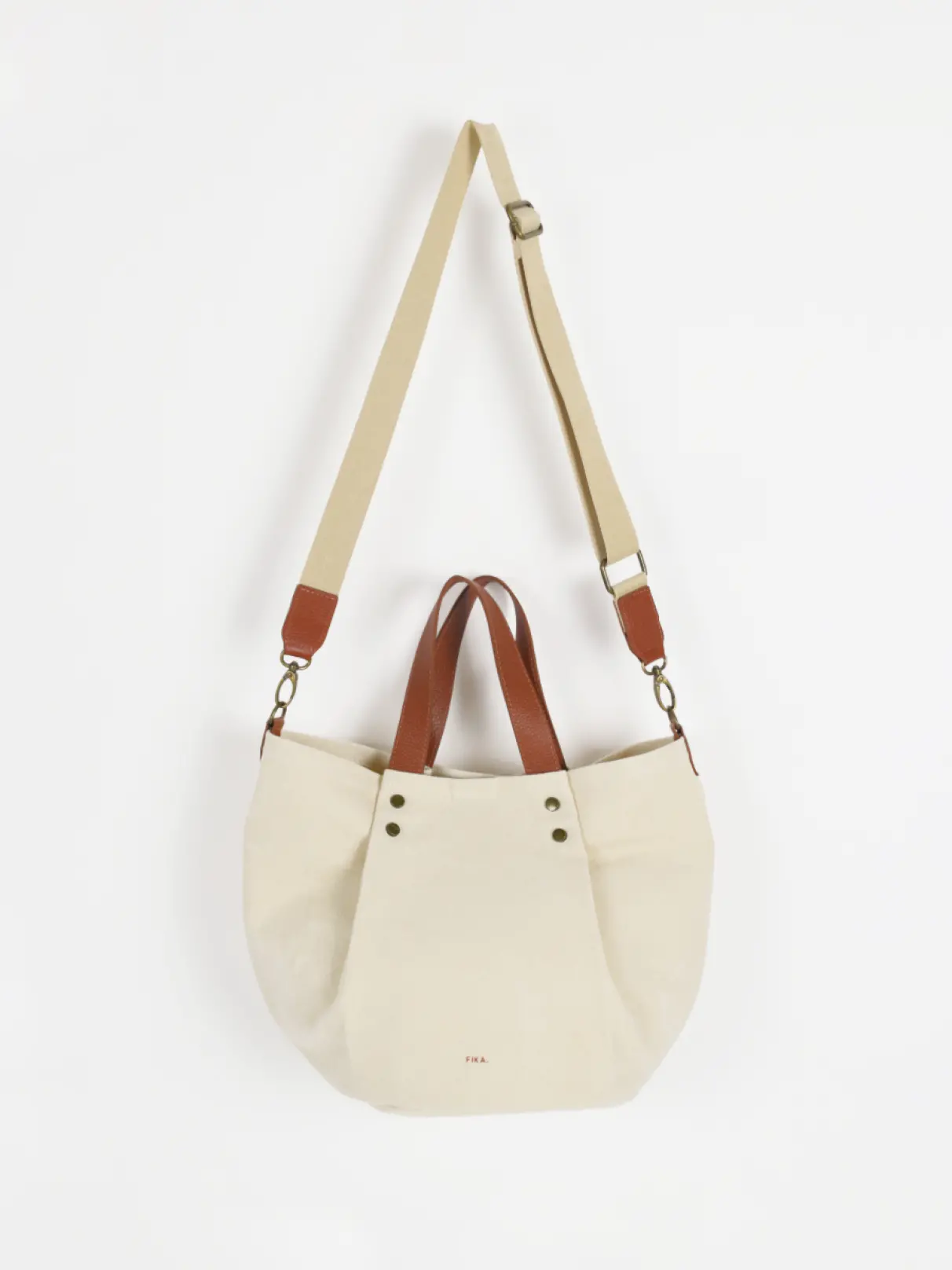 Canvas tuck 2way tote bag（beige×brown） - FIKA. - FIKA.｜YAMADAYA