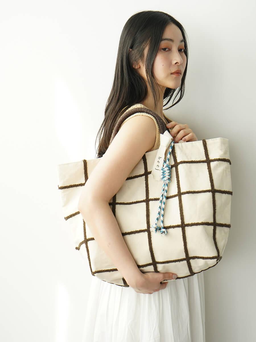 Loop embroidered check bag