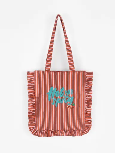 Frill stripe logo tote bag - FIKA. - FIKA.｜YAMADAYA STORE