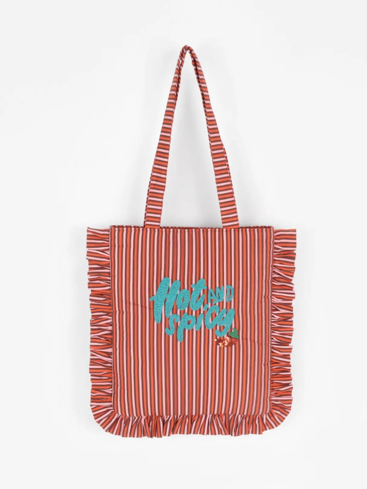 Frill stripe logo tote bag - FIKA. - FIKA.｜YAMADAYA STORE