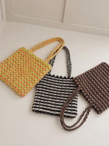 Cord knitted tote bag