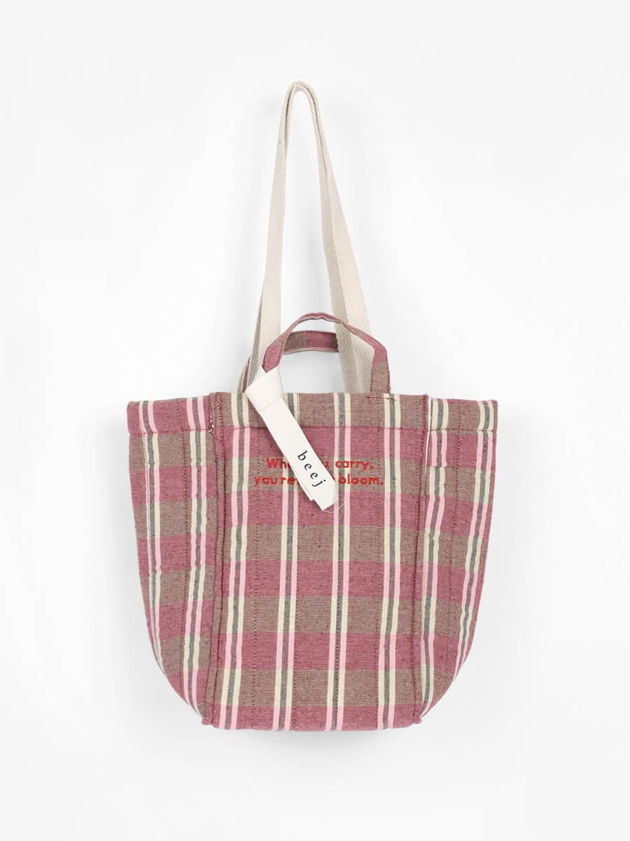 Multi-check quilting tote bag