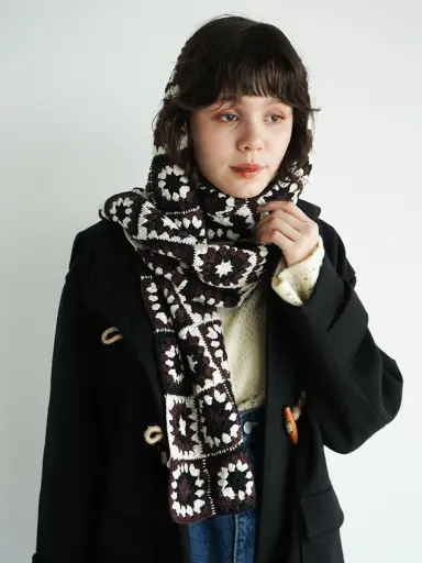 ANIECA×430 ロゴ入り黒ストール・ショール ANIECA×430 ロゴ入り黒ストール・ショール