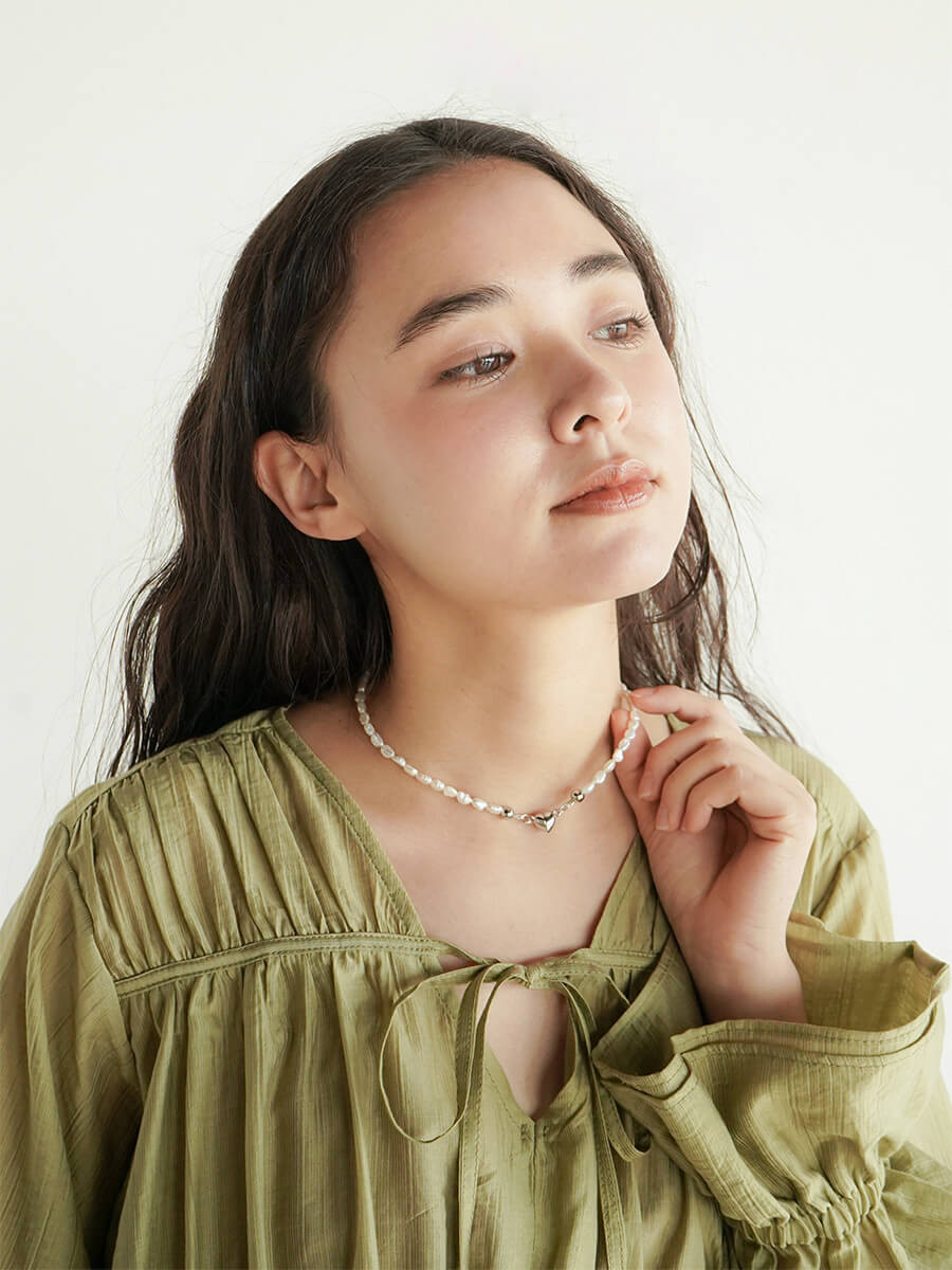 Heart fastener pearl necklace YAMADAYA STORE Heart fastener pearl necklace YAMADAYA STORE