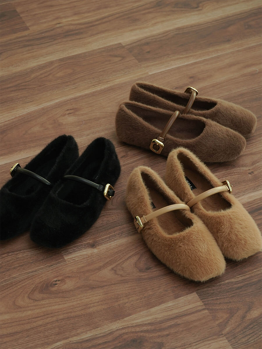 Faux fur flat shoes YAMADAYA STORE Faux fur flat shoes YAMADAYA STORE
