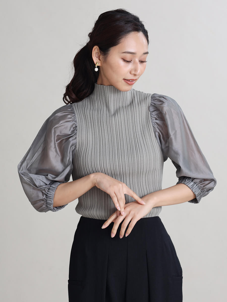バルーン袖リブニット YAMADAYA STORE バルーン袖リブニット YAMADAYA STORE