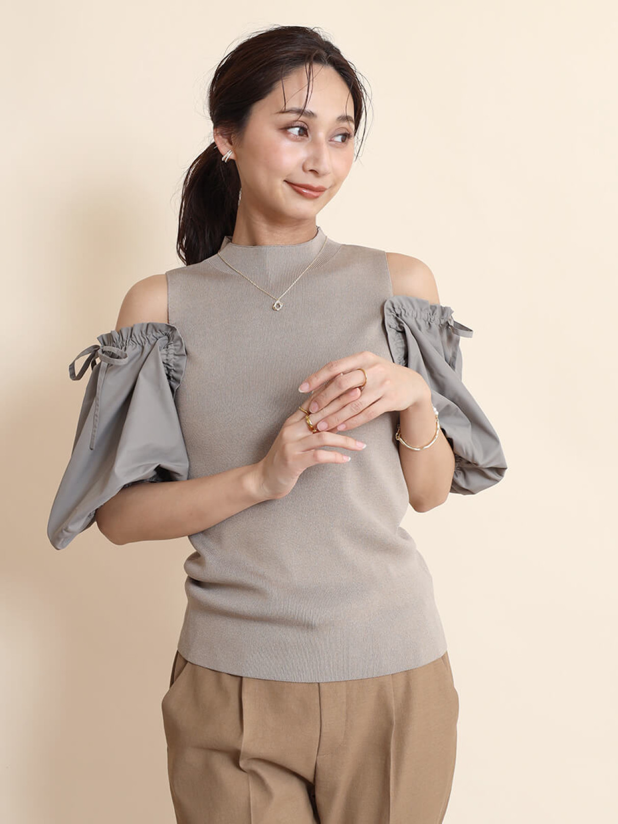 yamadaya.FENNEL.トップス セミハイネック異素材コンビトップス - FENNEL - FENNEL
