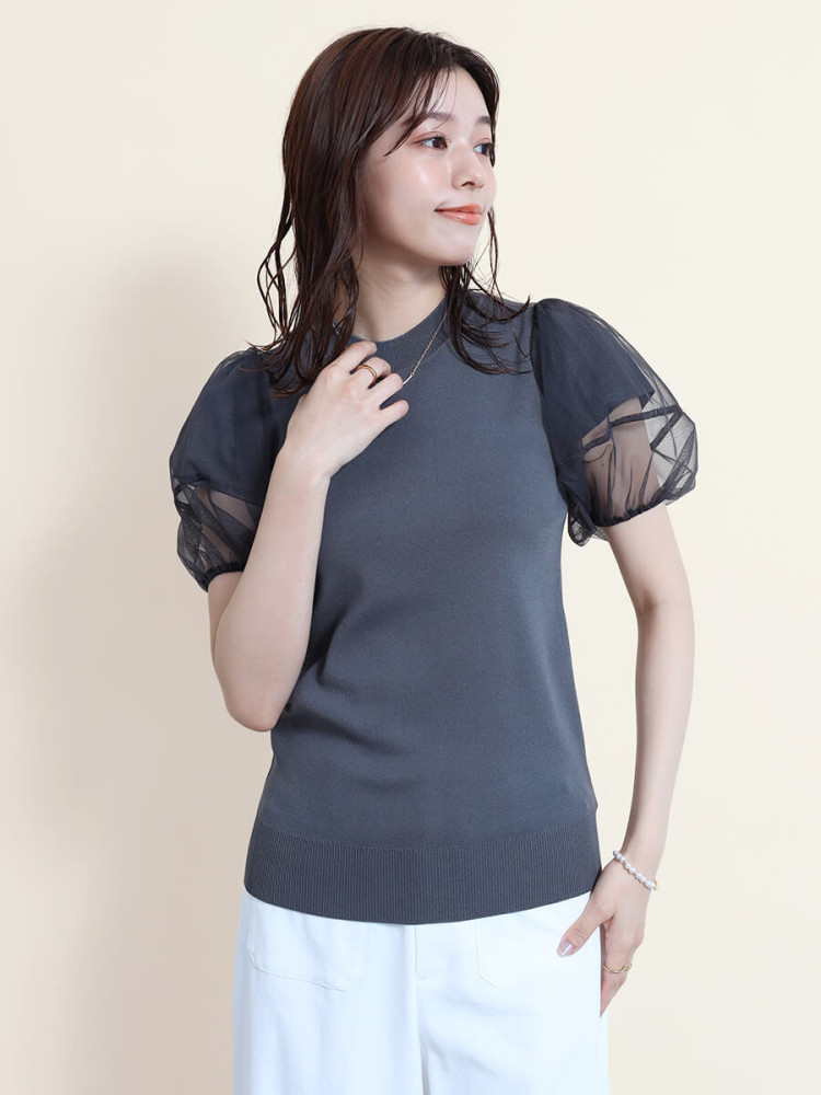 FENNEL 異素材 パフスリーブトップ YAMADAYA