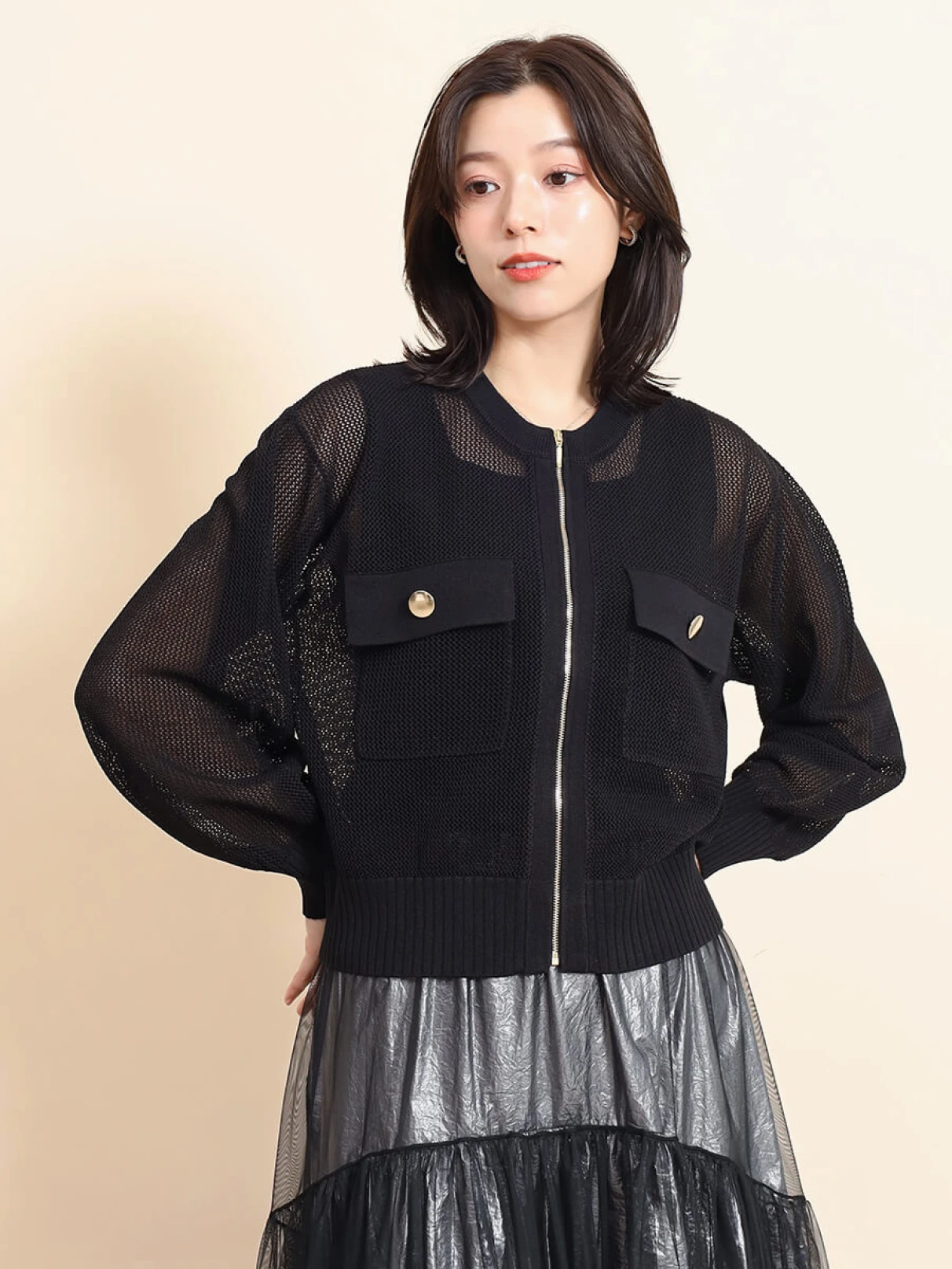 新品！fennel ニット 透かし編みニットジップカーディガン - FENNEL - FENNEL