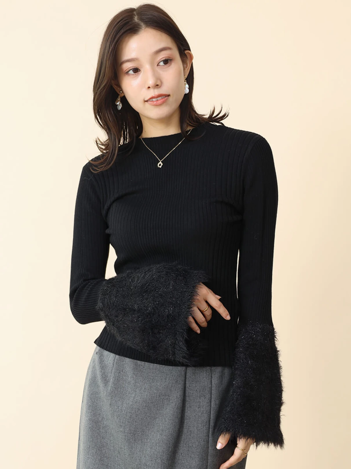 極美品 ♡UNITED ARROWS♡ ジャカードコンビ フレアスリーブ ニット UNITED ARROWS（ユナイテッドアローズ）の「ジャカードコンビ フレア