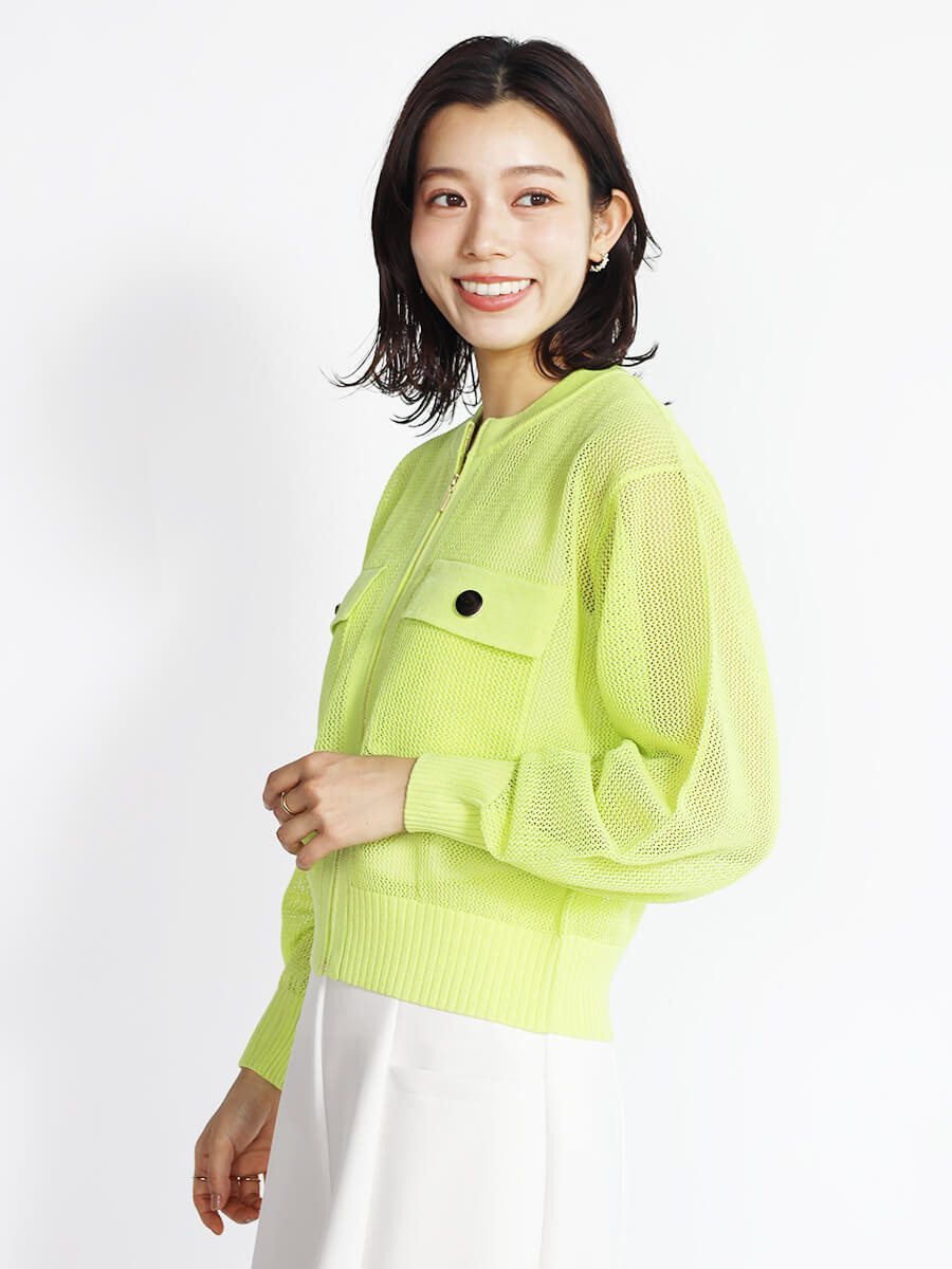 ヤマダヤ　fennel カーディガン　新品 透かし編みニットジップカーディガン - FENNEL - FENNEL