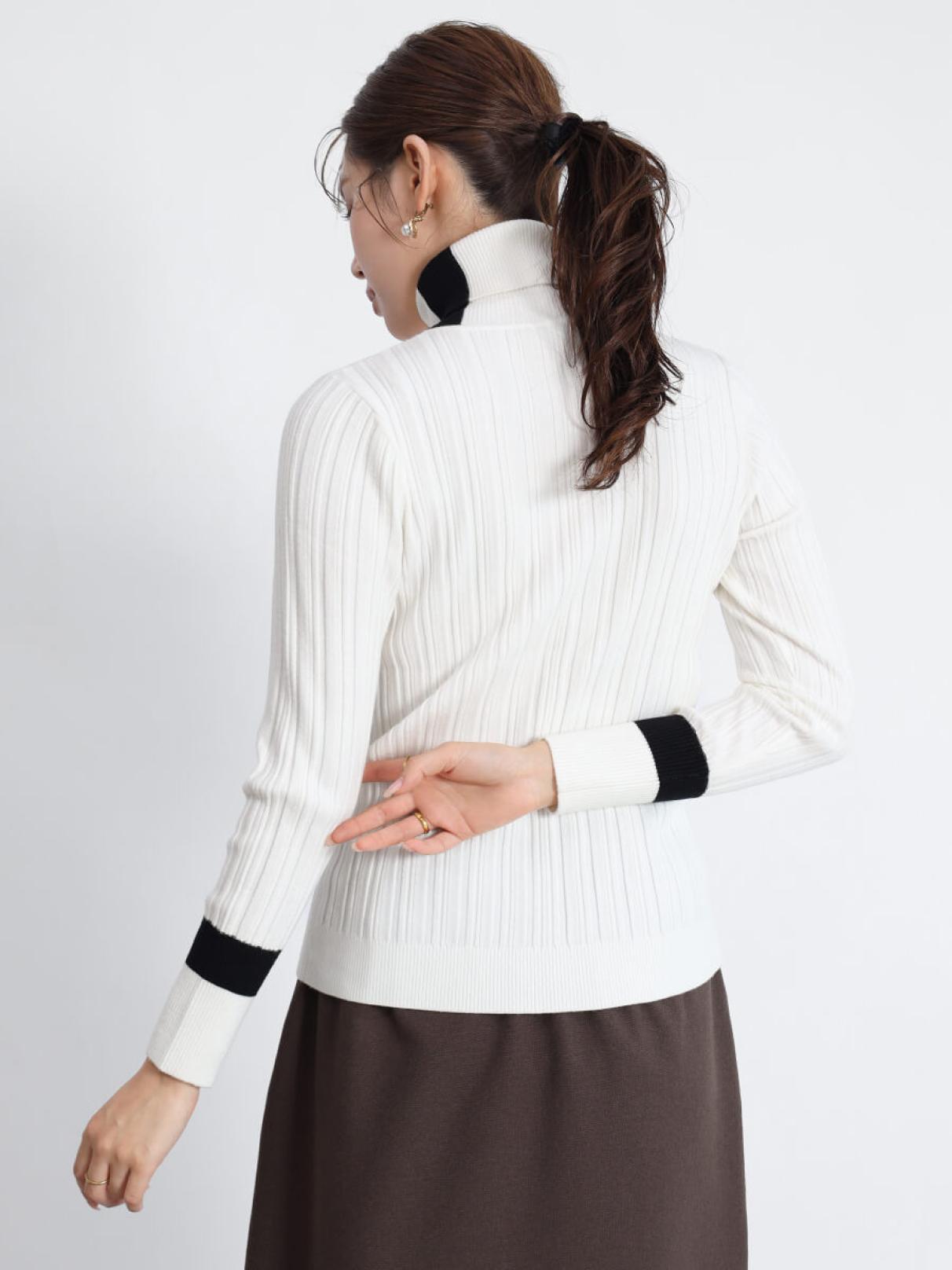 タートルネック配色リブニットトップス - FENNEL - FENNEL｜YAMADAYA STORE