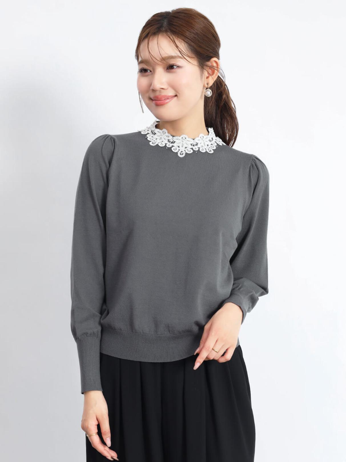 【NEW】フェンネル（FENNEL）/レースネックニットトップス レースネックニットトップス - FENNEL - FENNEL｜YAMADAYA STORE