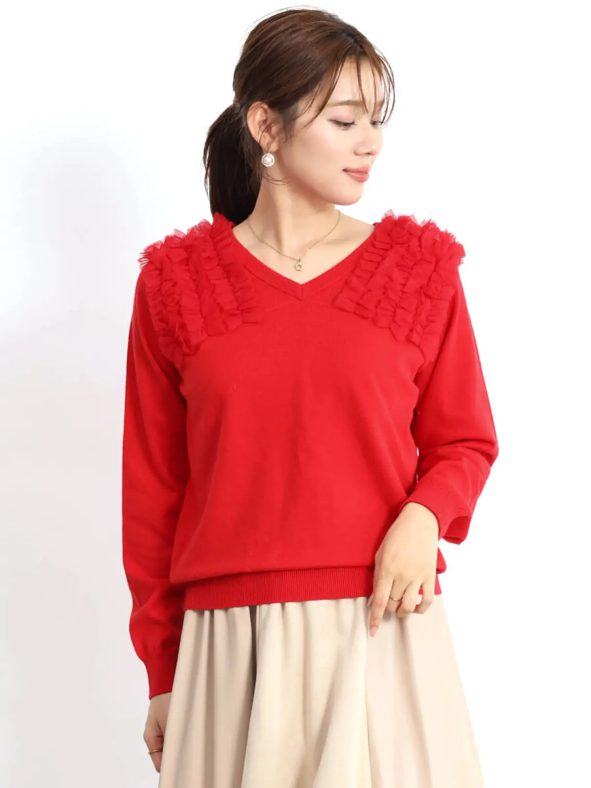 チュールフリルVネックニット - FENNEL - FENNEL｜YAMADAYA STORE