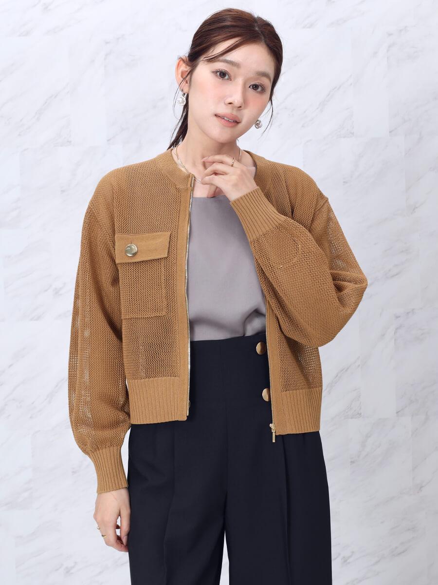 透かし編みニットジップカーディガン - FENNEL - FENNEL｜YAMADAYA STORE