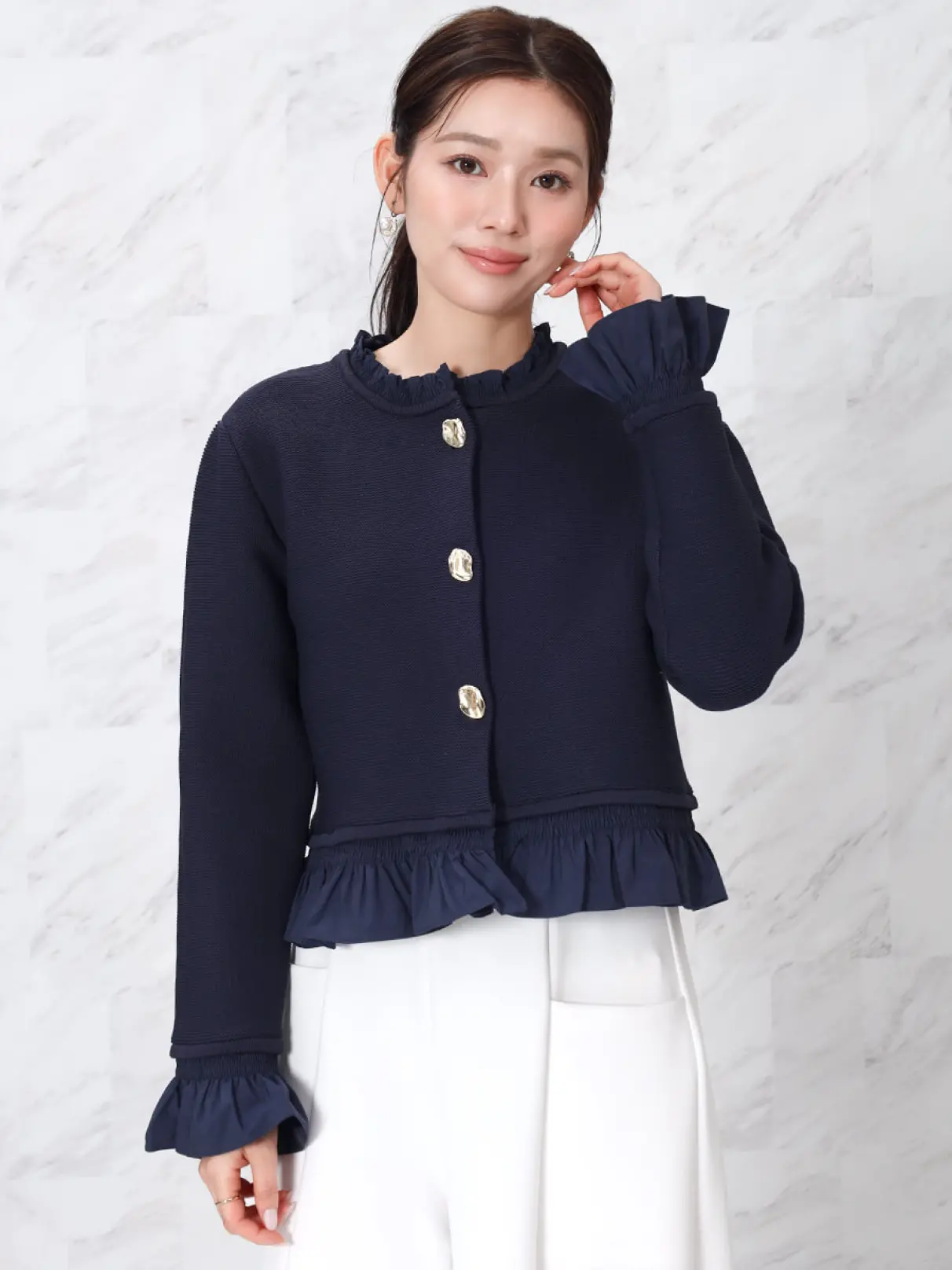 ヤマダヤ　フェンネル　カーディガン シャーリングフリルニットカーディガン - FENNEL - FENNEL｜YAMADAYA STORE