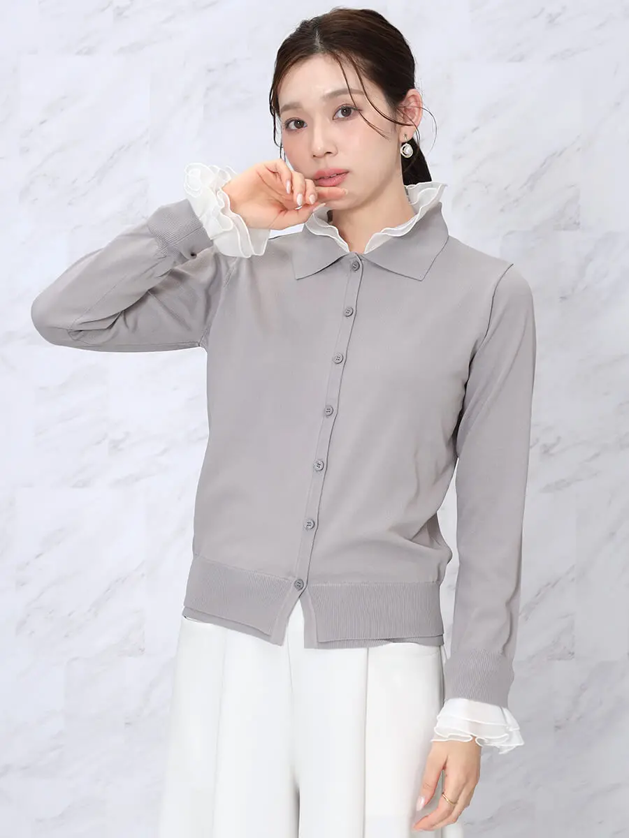 フリル付きポロ襟カーディガン（spring） - FENNEL - FENNEL｜YAMADAYA