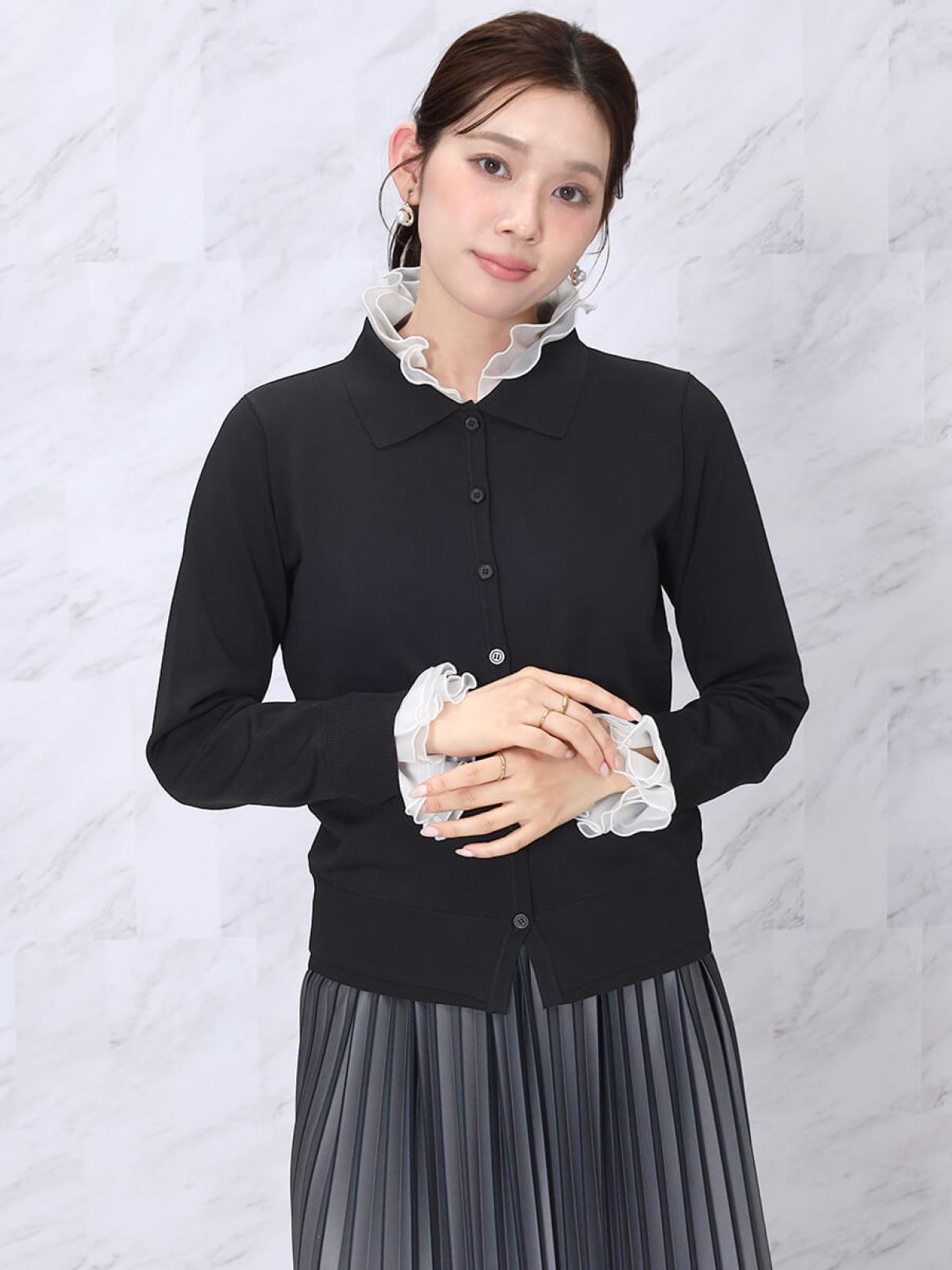 フリル付きポロ襟カーディガン（spring） - FENNEL - FENNEL｜YAMADAYA