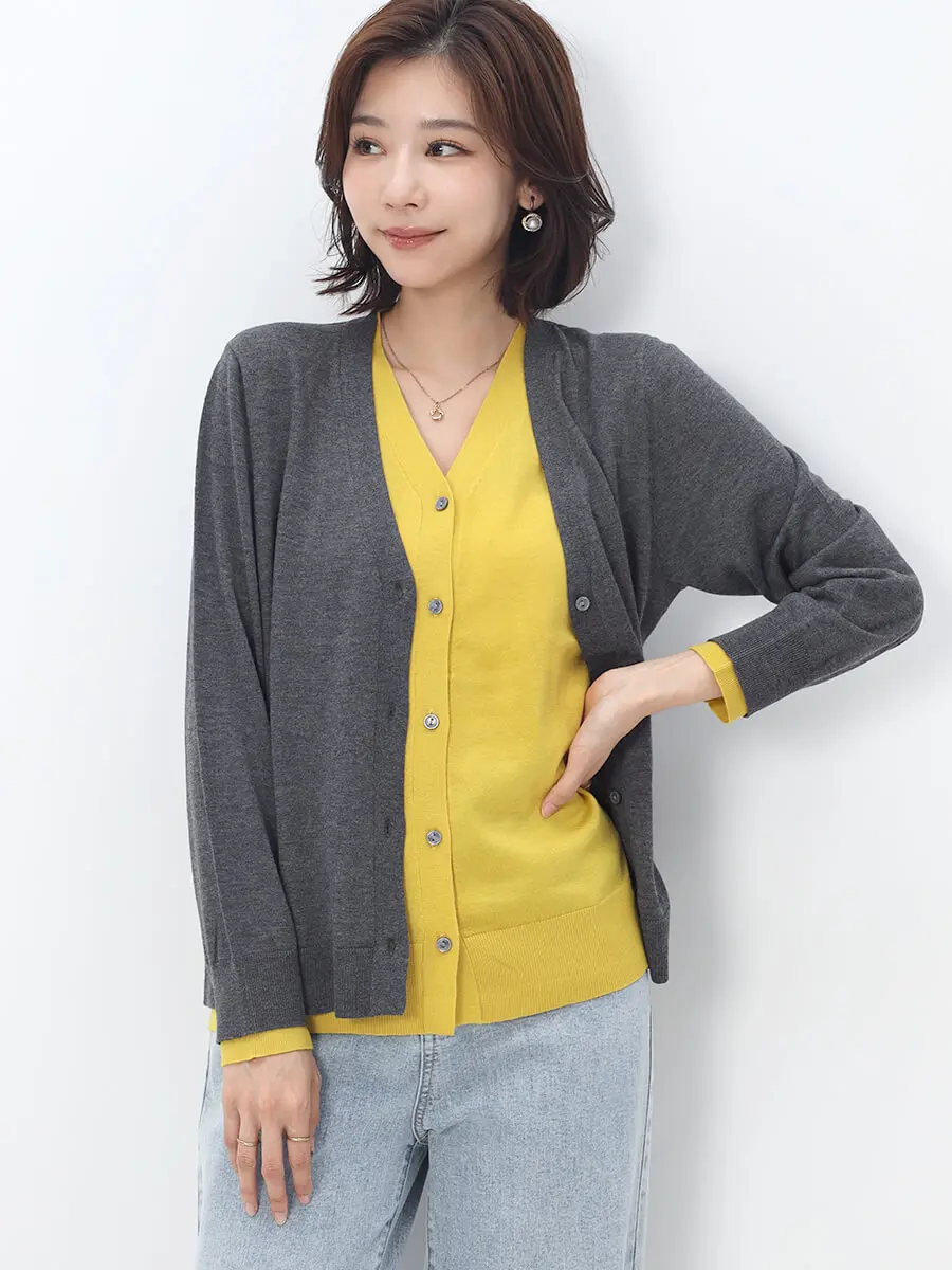 Vネックダブルフロントカーディガン - FENNEL - FENNEL｜YAMADAYA STORE