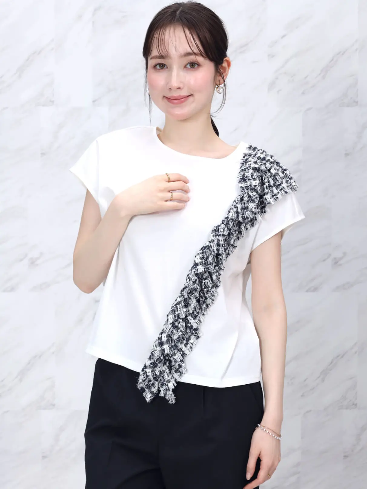 FENNEL 黒　トップス　フリル　スコットクラブ　ヤマダヤ FENNELのTシャツ/カットソーの商品一覧｜ファッション通販のYAMADAYA STORE