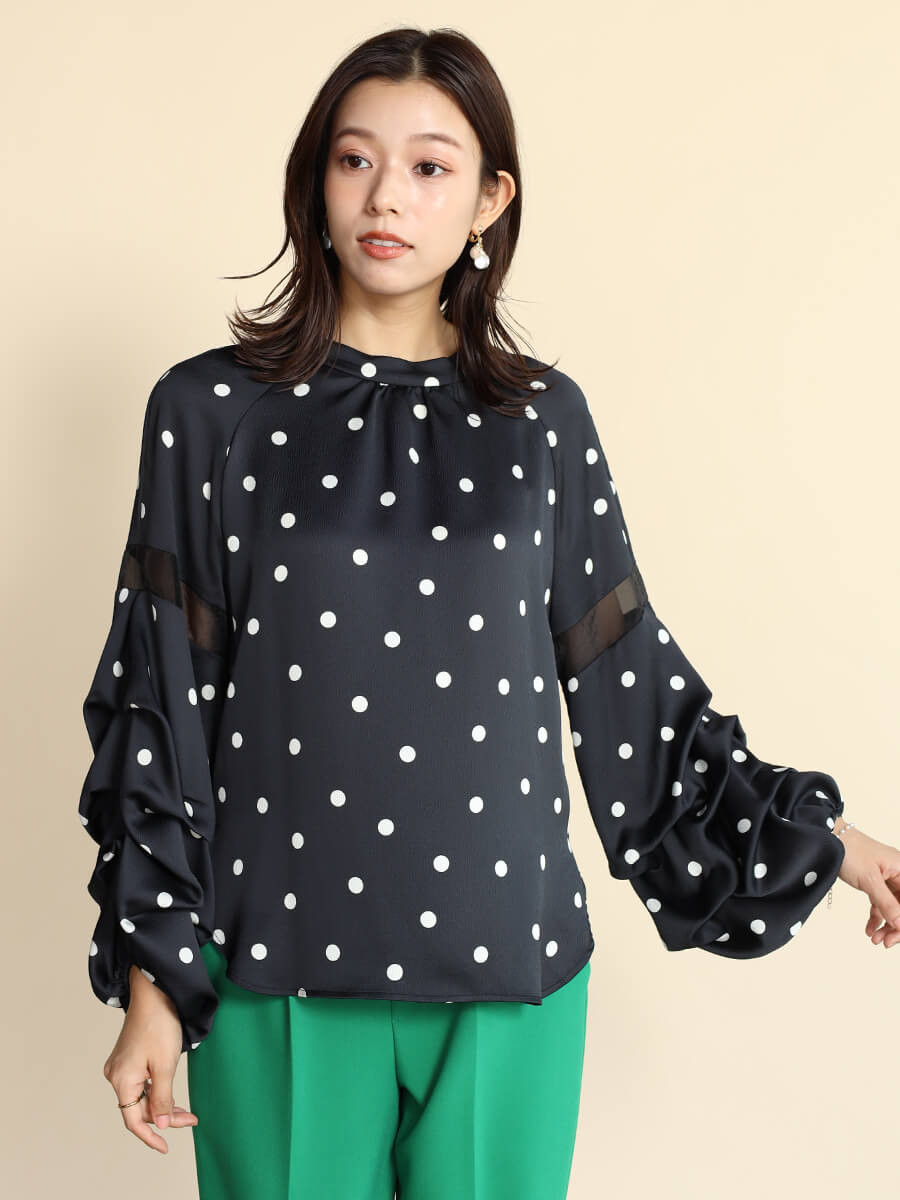 ボリュームスリーブドットブラウス YAMADAYA STORE ボリュームスリーブドットブラウス YAMADAYA STORE