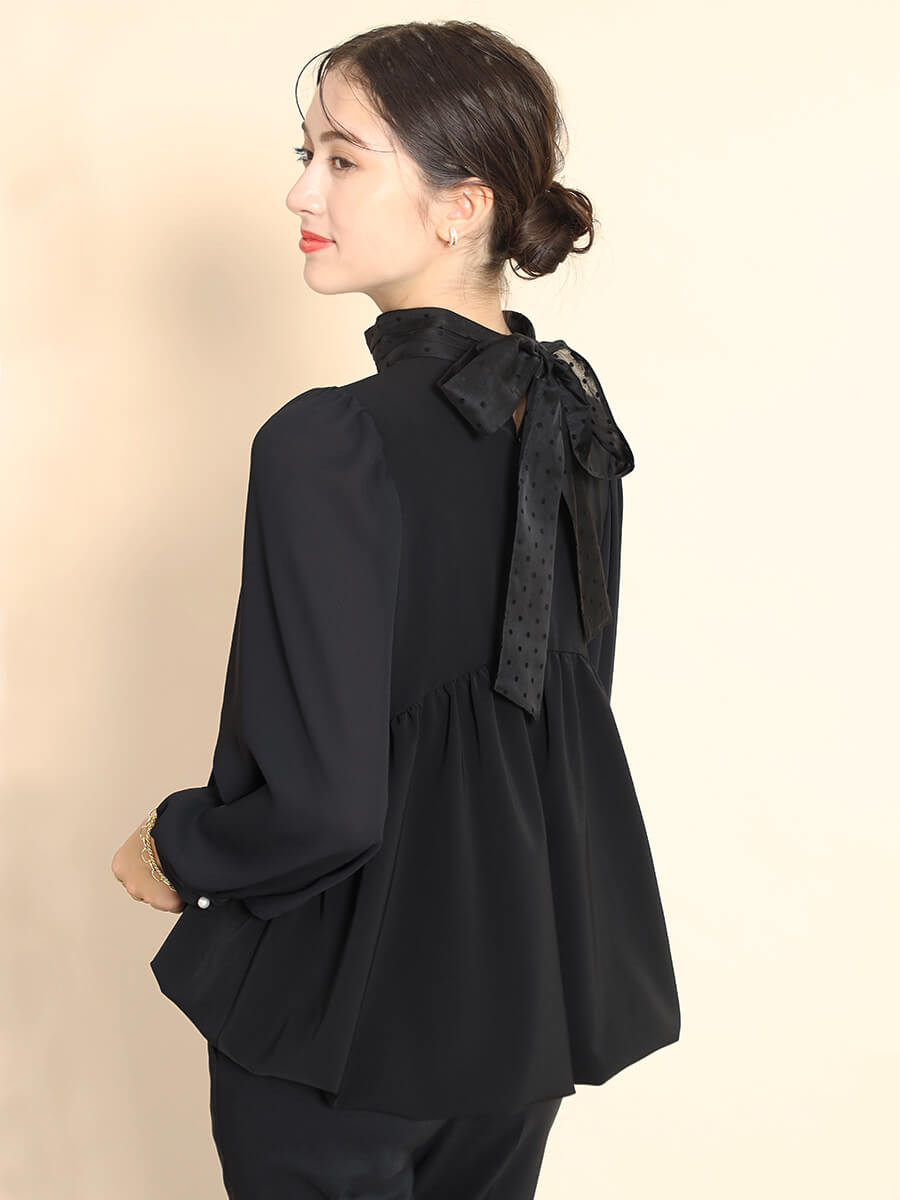 バックリボンペプラムブラウス YAMADAYA STORE