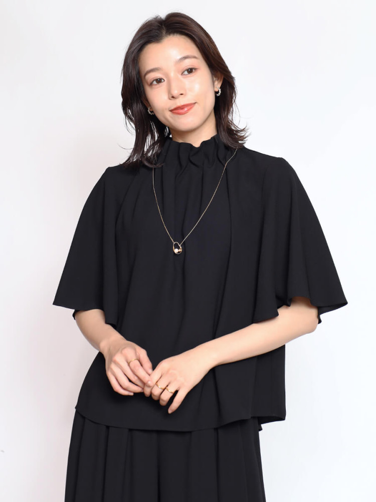 激安な ジョーゼットギャザーネックフレアスリーブブラウス FENNEL - トップス