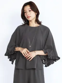 サマ姉★YAMADAYA★プリーツフリル付きブラウス七分袖 楽天市場】ブラウス 七分袖（柄花・植物）（レディース