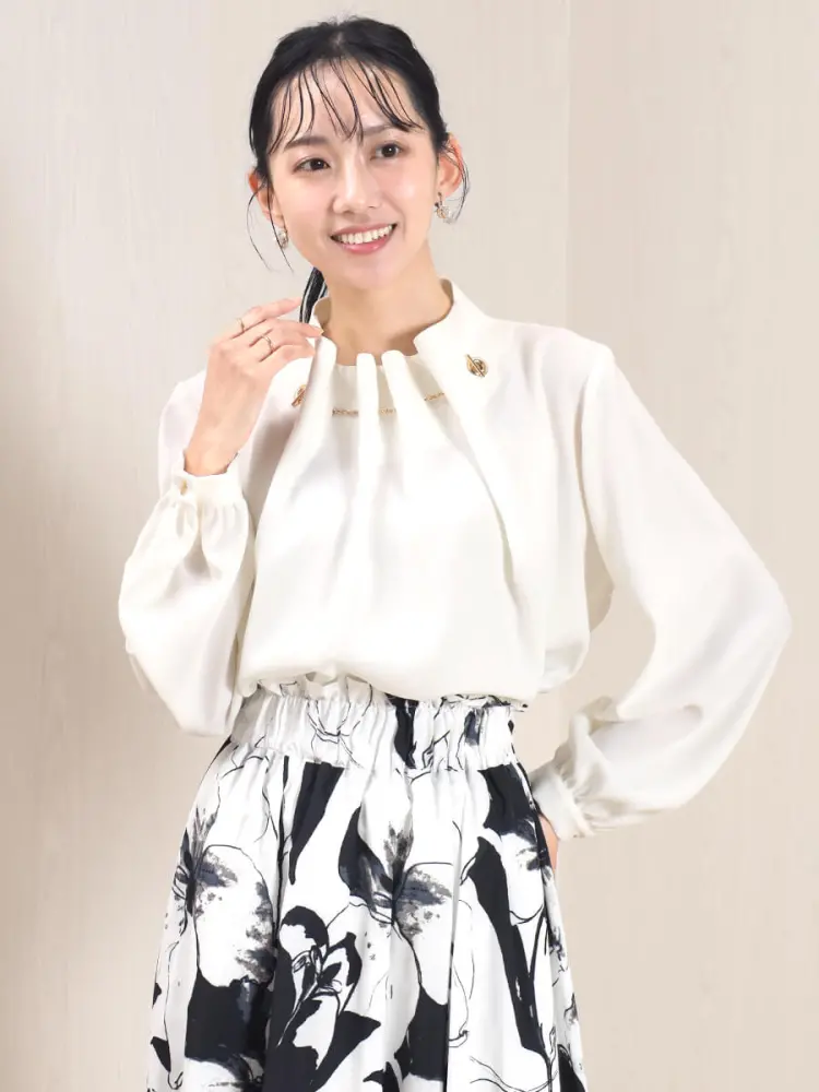 マンテルネックギャザーブラウス - FENNEL - FENNEL|YAMADAYA STORE マンテルネックギャザーブラウス - FENNEL - FENNEL|YAMADAYA STORE