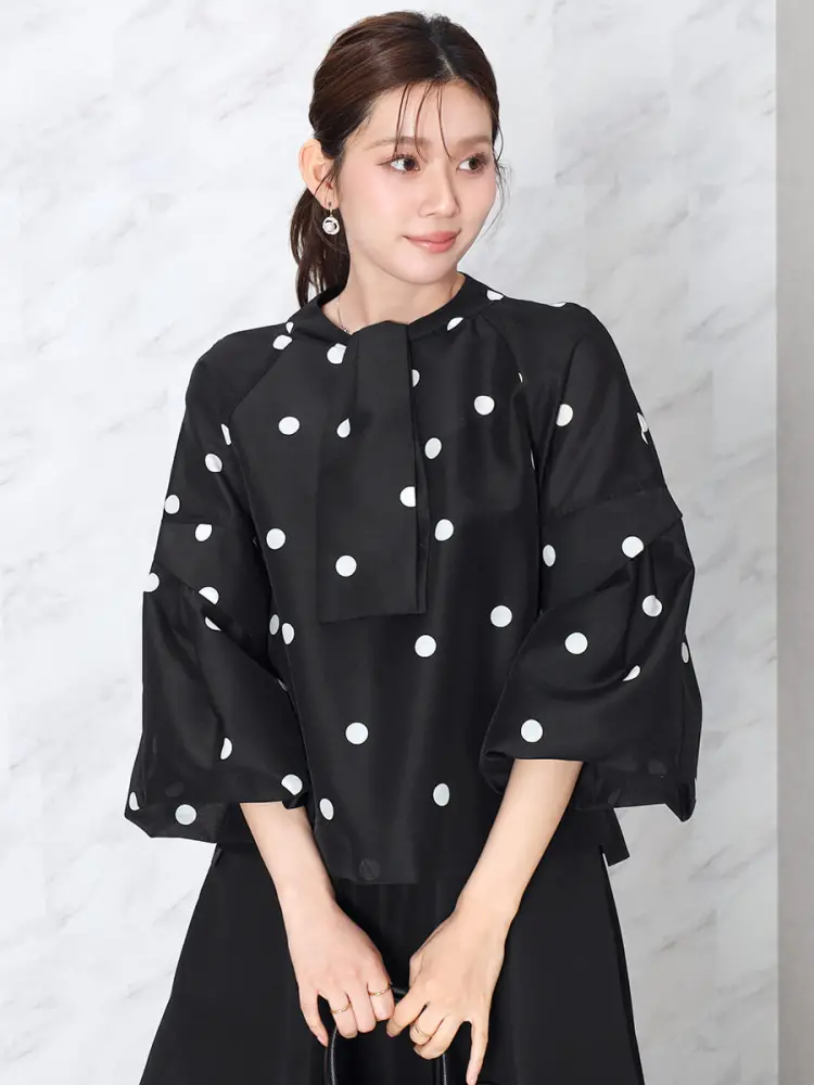 ヤマダヤ FENNEL ジオメトリックボリュームスリーブブラウス 日本製