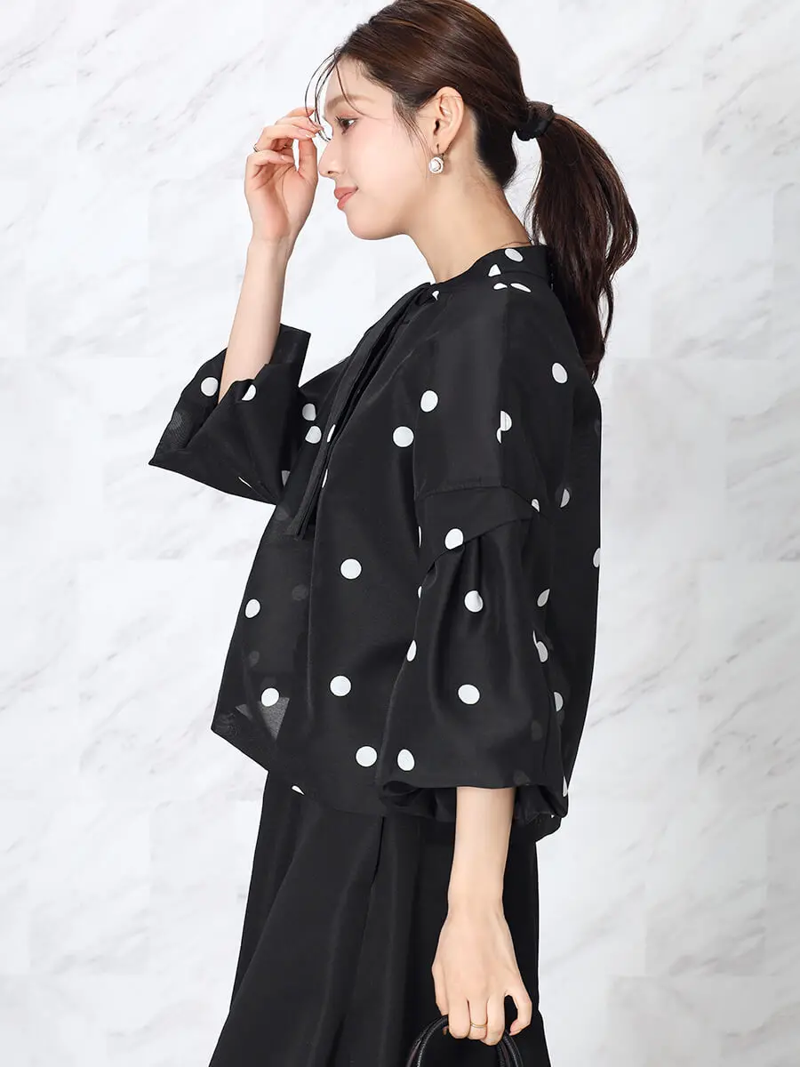 ドット柄ボリュームスリーブブラウス - FENNEL - FENNEL｜YAMADAYA STORE