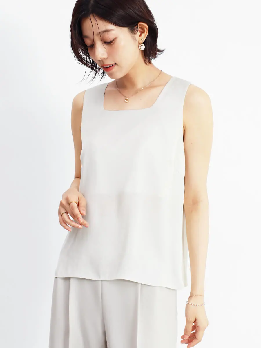 サテンスクエアネックタンクトップ - FENNEL - FENNEL｜YAMADAYA STORE