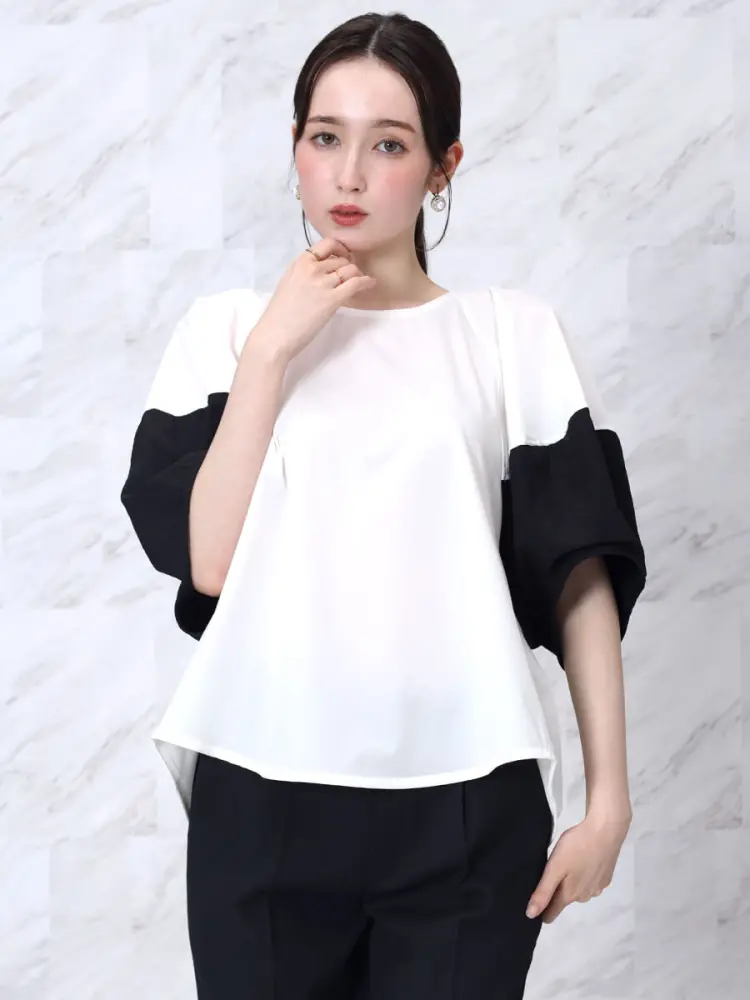 バイカラーボリュームスリーブブラウス - FENNEL - FENNEL｜YAMADAYA STORE