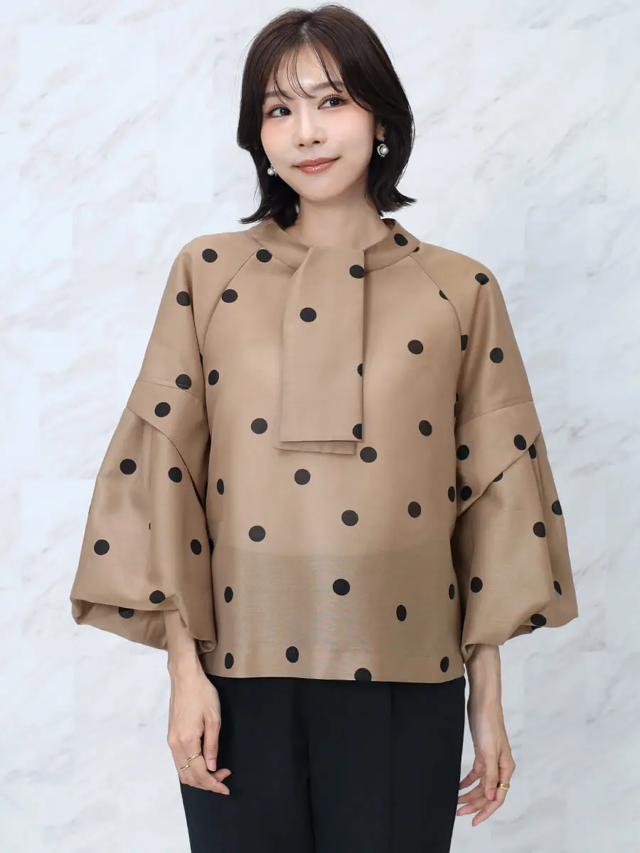 ヤマダヤ スコットクラブドット柄 ボウタイブラウス fennel 新品