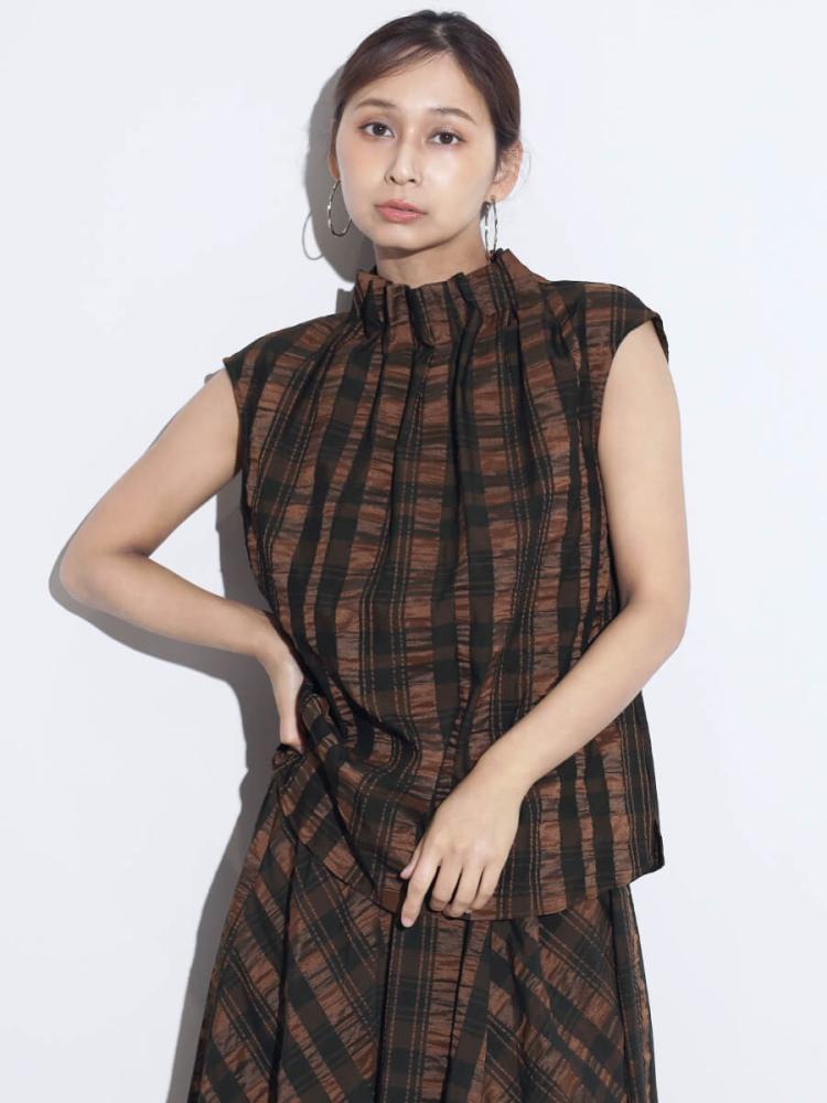 ネックギャザーチェックブラウス - FENNEL - FENNEL｜YAMADAYA STORE