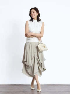 FENNEL スカート ハイウエストスカート フレアスカート　ベージュ系 ジュノア JUNOAH ハイウエストレースアップフレアスカート