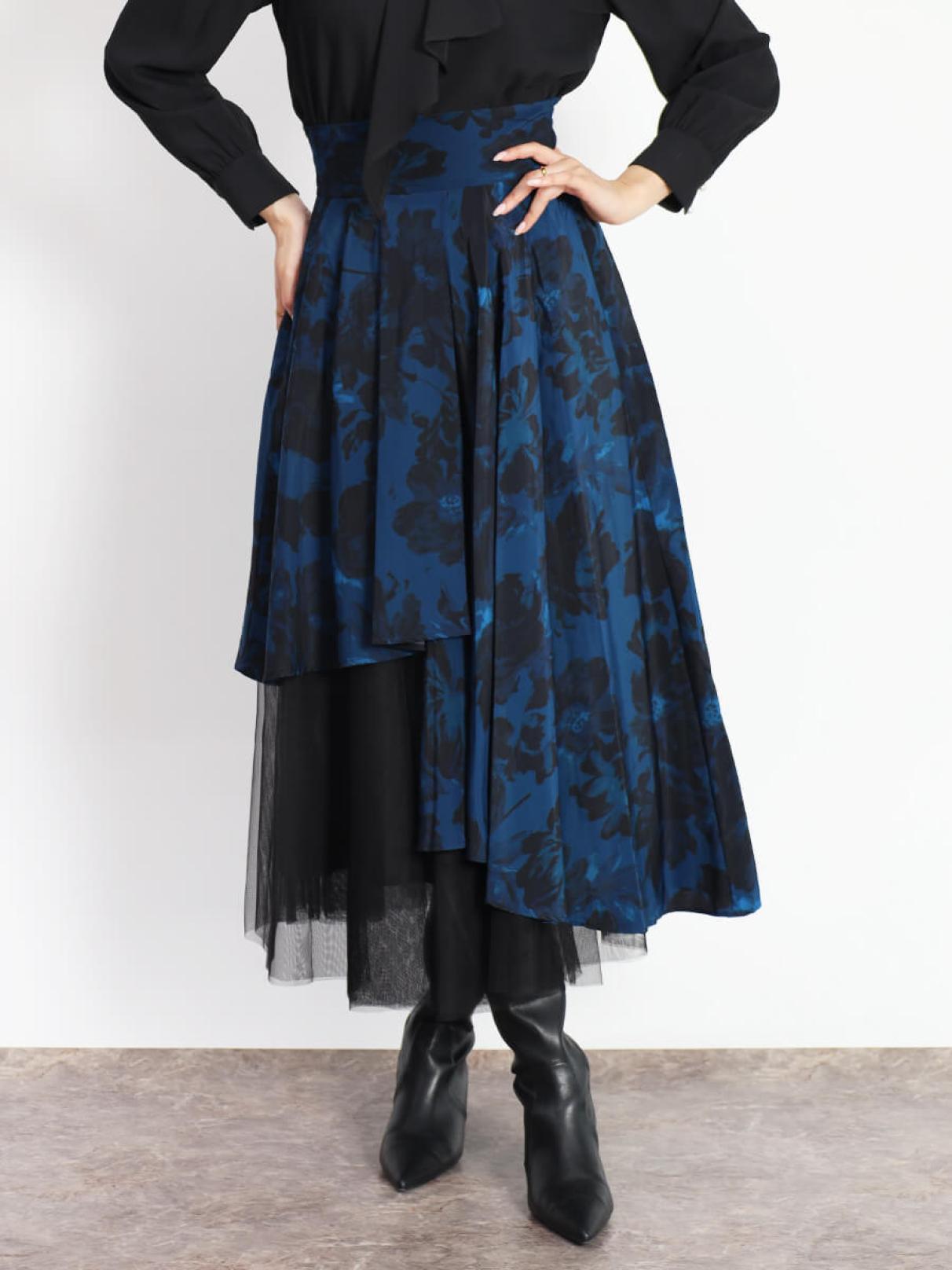 チュールレイヤードフラワースカート - FENNEL - FENNEL