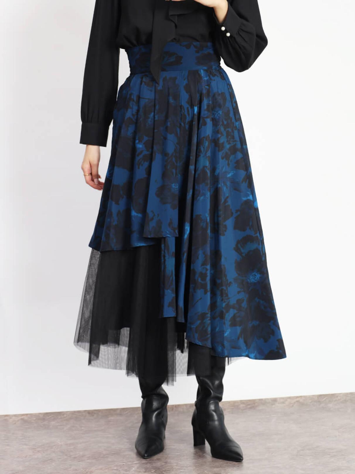 チュールレイヤードフラワースカート - FENNEL - FENNEL