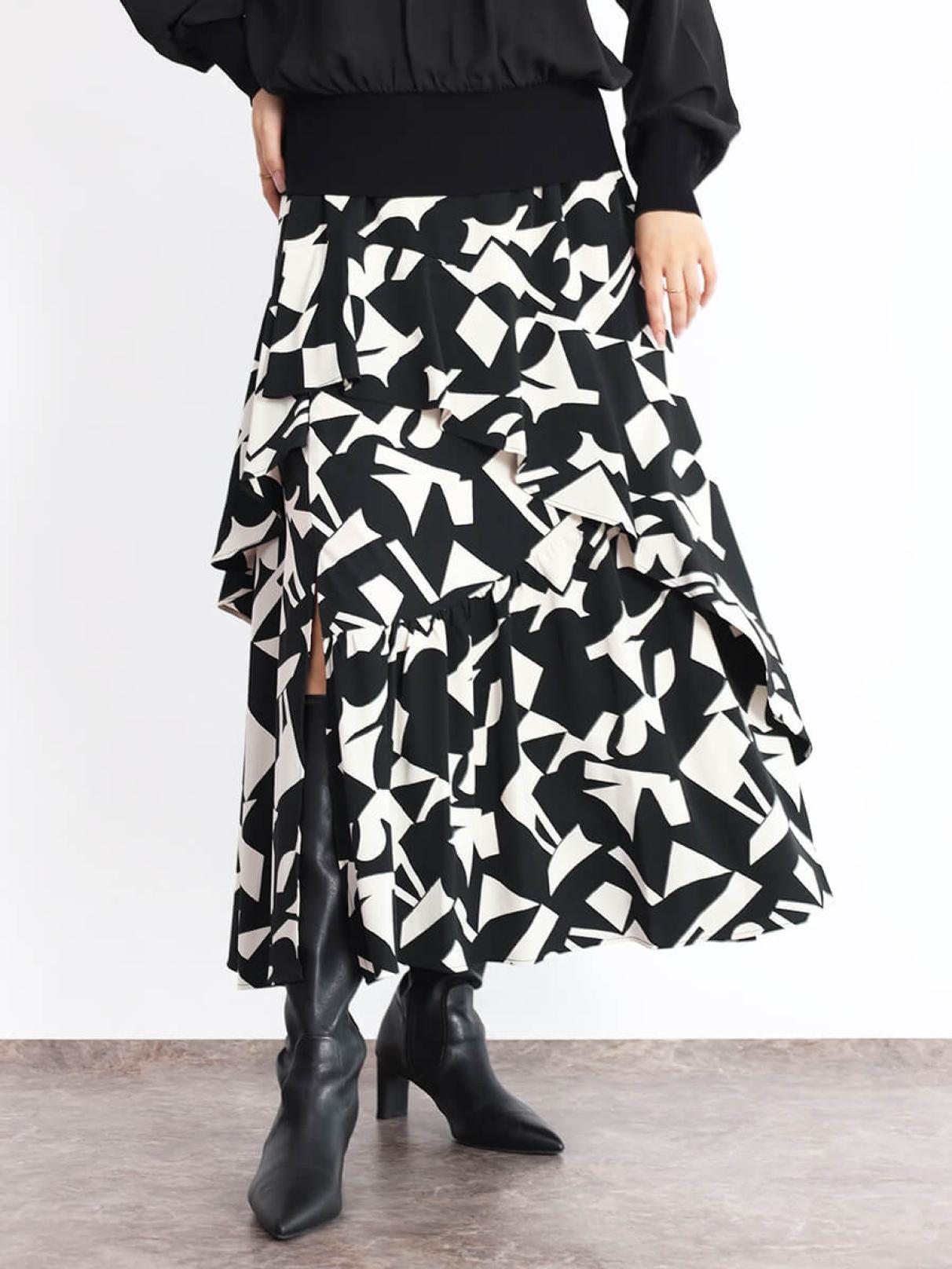 フェンネル（FENNEL）/ジオメトリックランダムティアードスカート ジオメトリックランダムティアードスカート - FENNEL - FENNEL