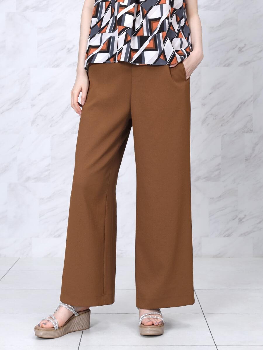 クレープストレッチワイドパンツ