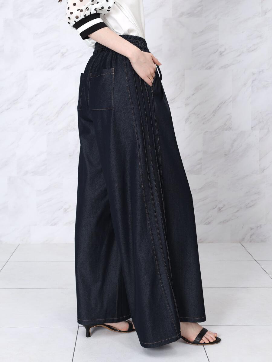 新品　fennel サイドプリーツワイドパンツ 定価¥1万7900円　ヤマダヤ FENNELのデニムパンツの商品一覧｜ファッション通販のYAMADAYA STORE